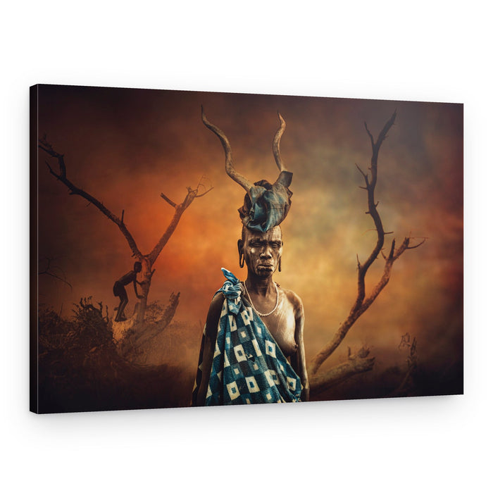 African Horned Man – Canvas Print