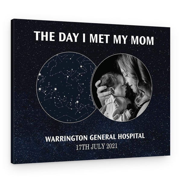The Day I Met My Mom Star Map And Photo Canvas Print