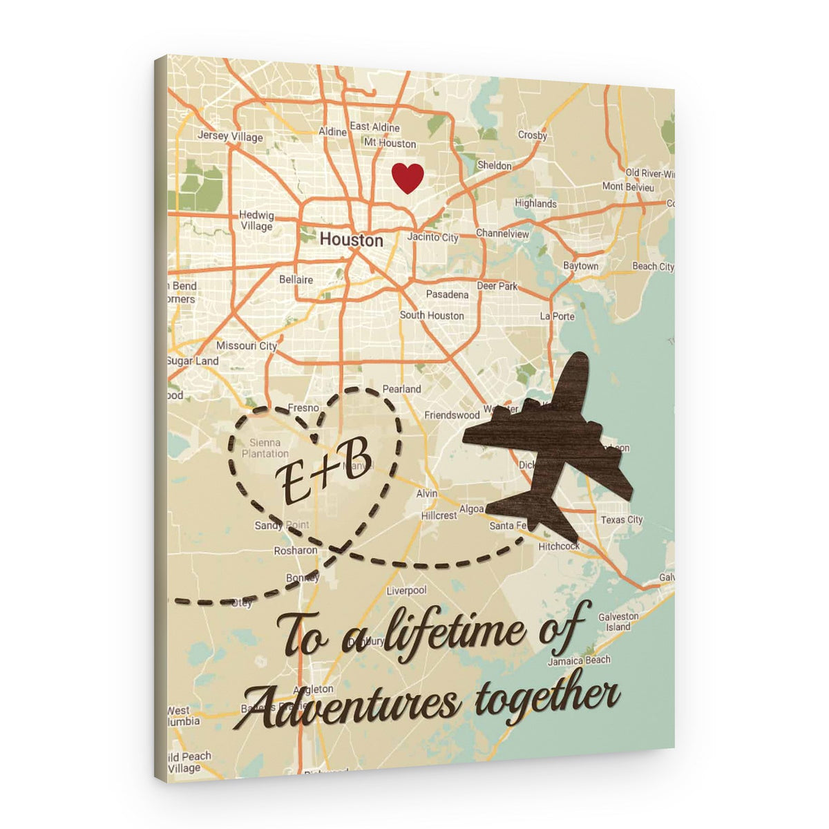 To A Lifetime Of Adventures Together Vertical Custom Retro Map Canvas Print – Canvas Print