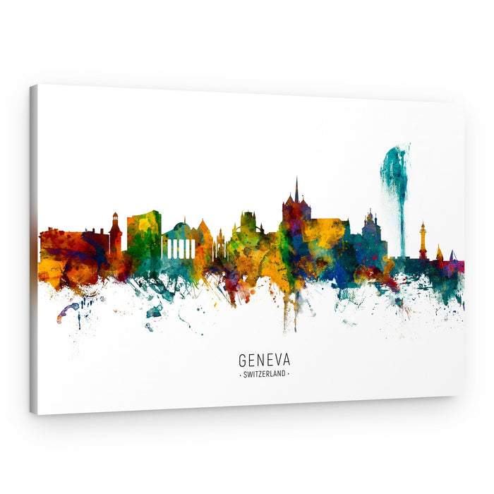 Geneva Watercolor Skyline – Canvas Print