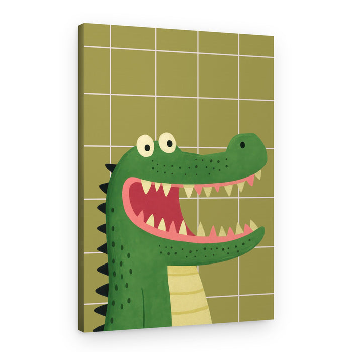 Happy Green Alligator – Canvas Print