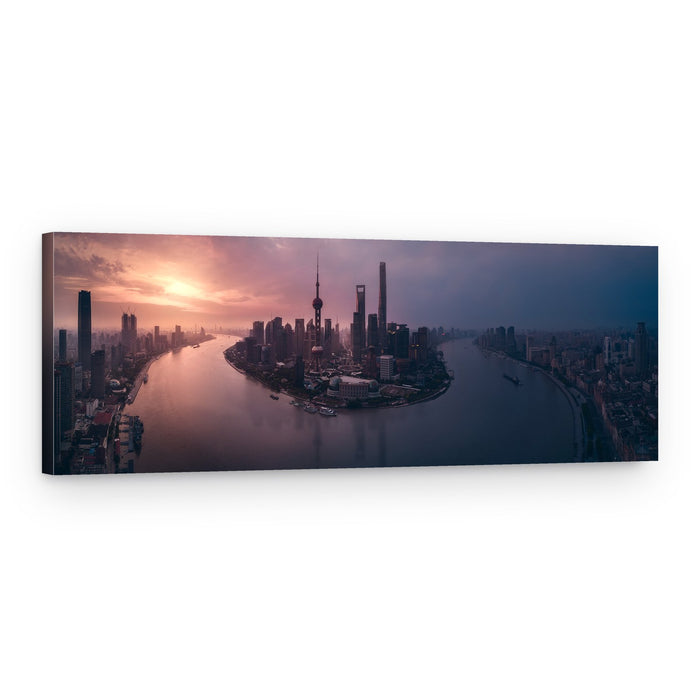 Shanghai Skyline Glow – Canvas Print