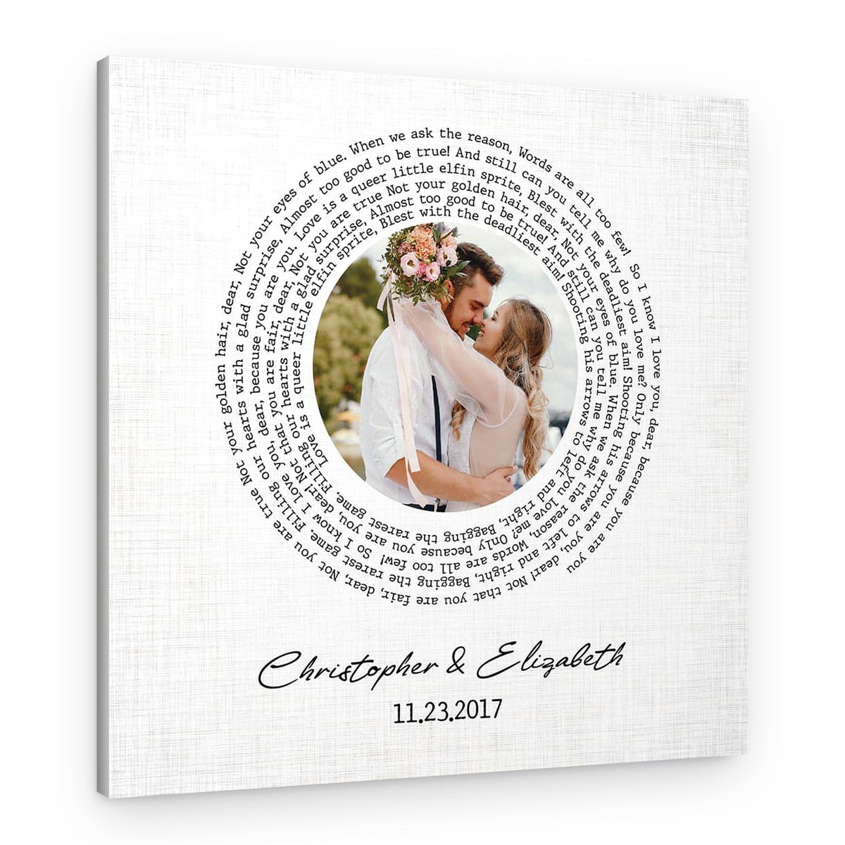 Wedding Song Custom Photo Canvas Print – Square Spiral Design – Canvas Print – Design A