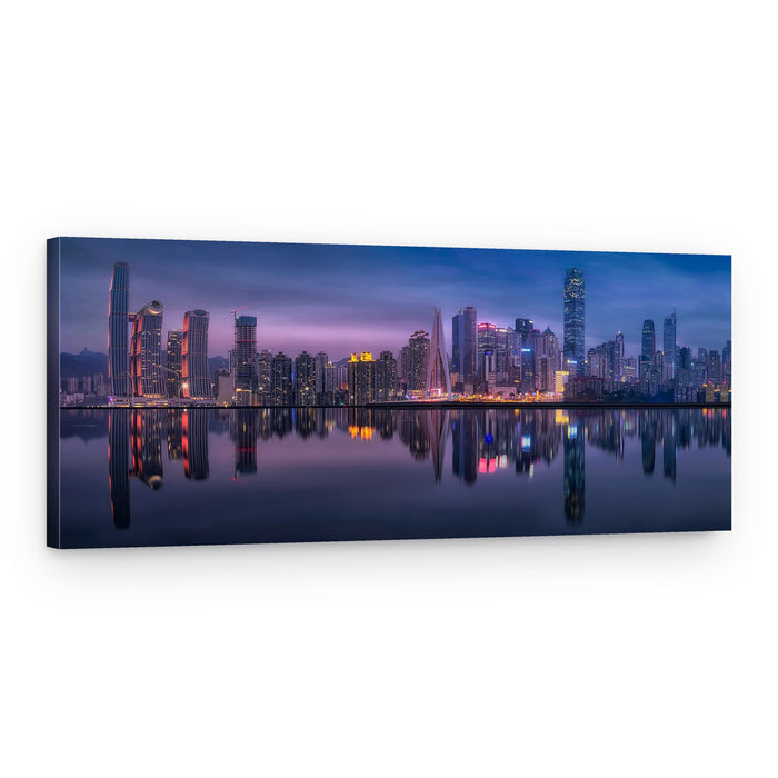Twilight City Reflections – Canvas Print