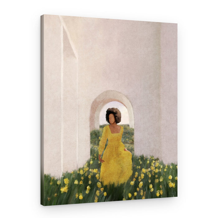 Serene Yellow Archway Walk – Canvas Print