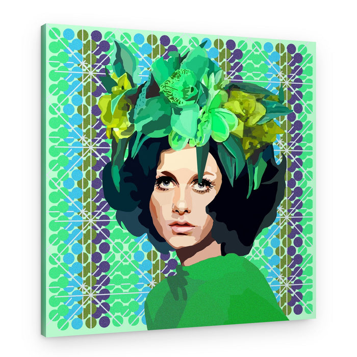 Mod Green Floral Fashion – Canvas Print