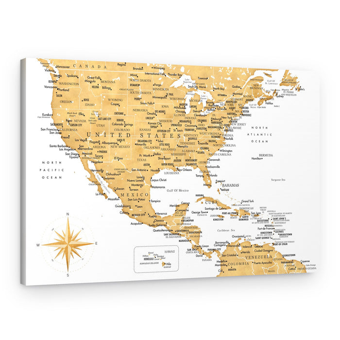Vintage North America Map – Canvas Print
