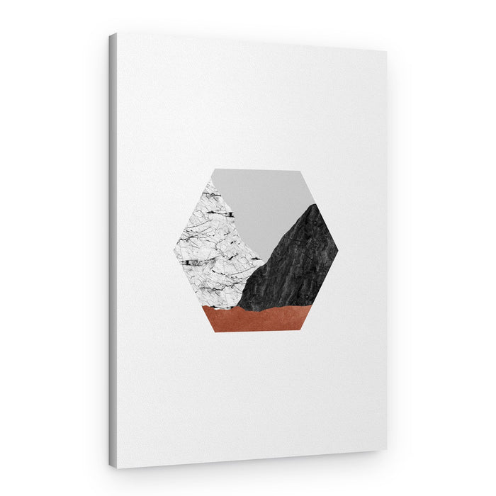 Geometric Mountainscape Hexagon – Canvas Print