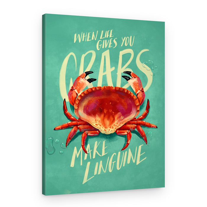 Humorous Crab Linguine – Canvas Print