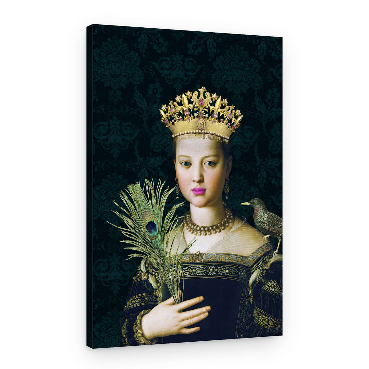 Regal Queen With Peacock – Canvas Print