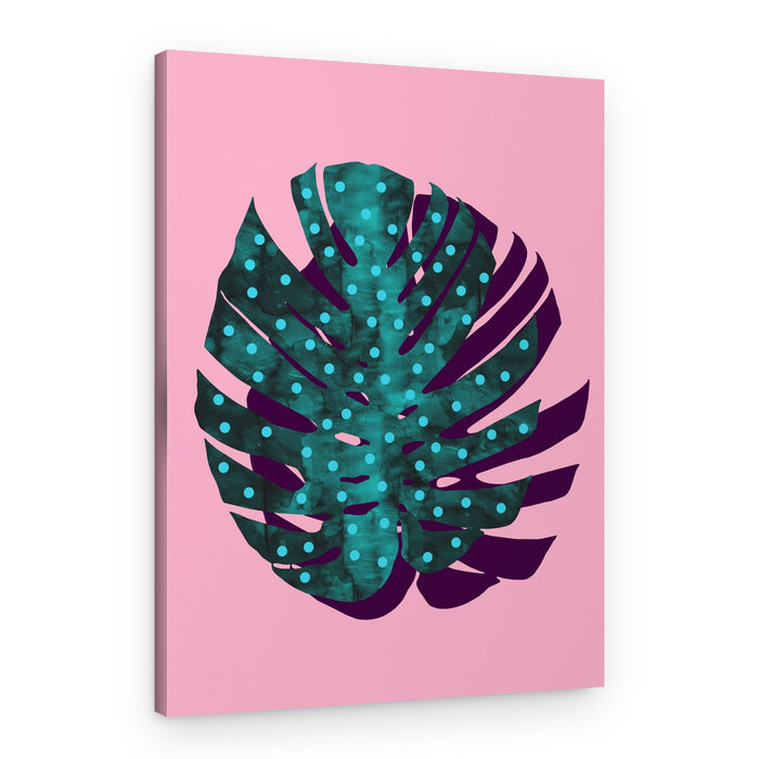 Dotted Monstera Pink – Canvas Print