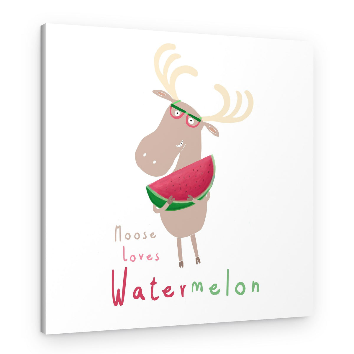 Cute Moose Watermelon – Canvas Print