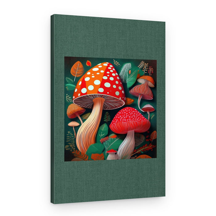 Vibrant Woodland Mushrooms – Canvas Print