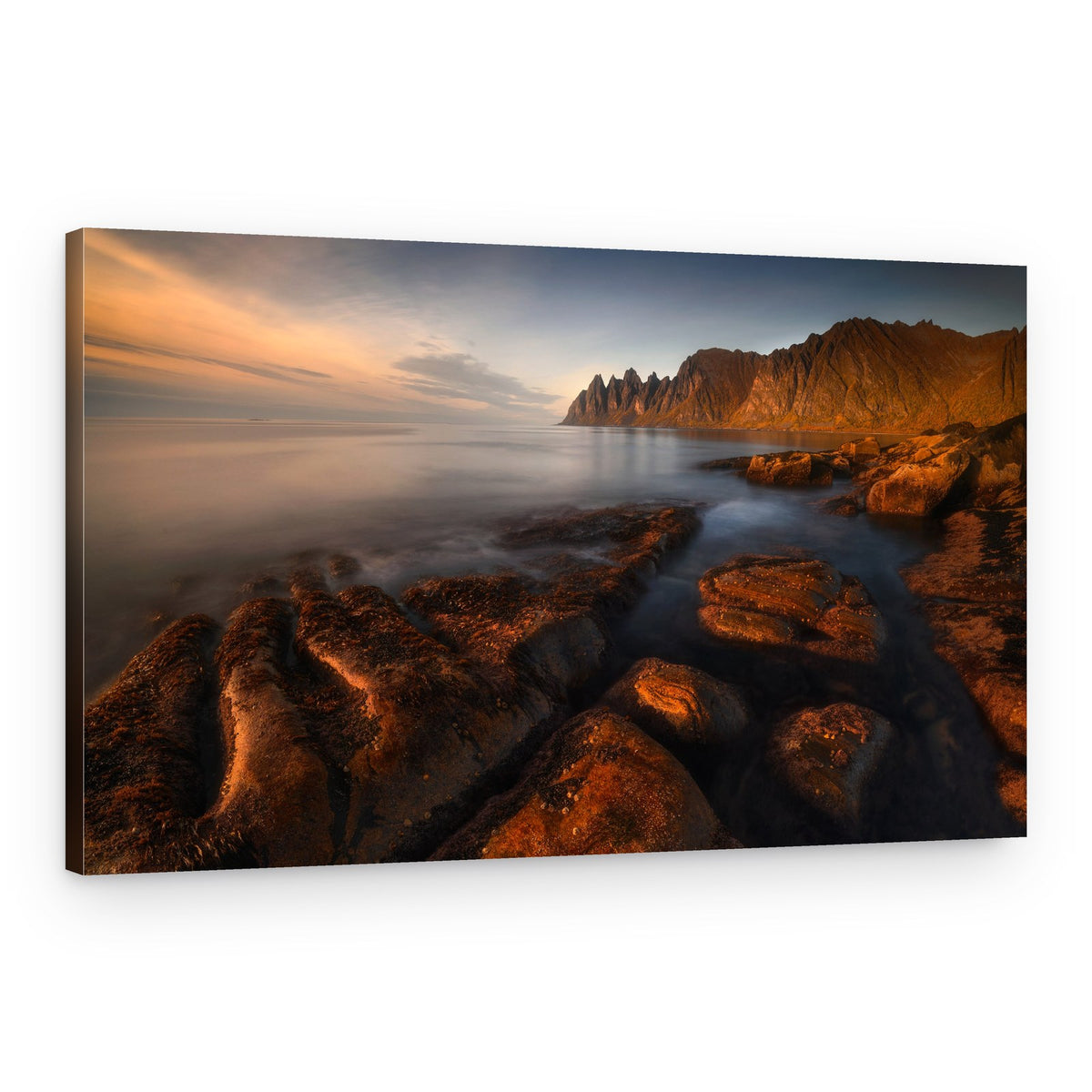 Golden Coastal Mountains – Canvas Print