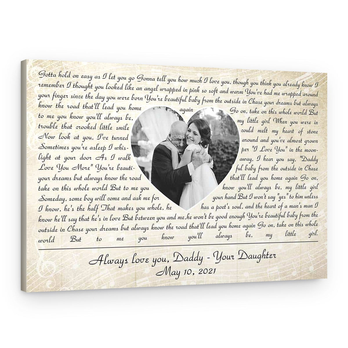 Always Love You, Daddy – Your Daughter Song Lyrics Canvas Print – Canvas Print