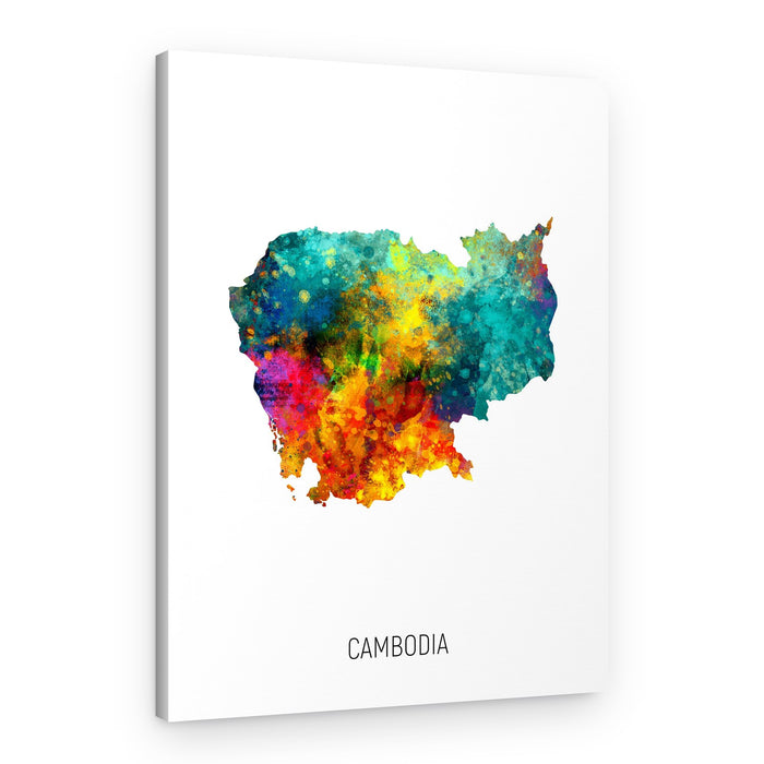 Colorful Cambodia Map – Canvas Print