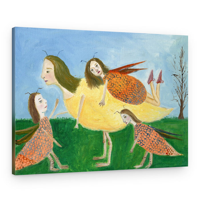 Whimsical Winged Women – Canvas Print