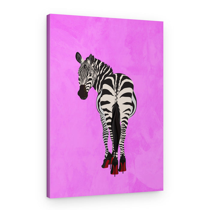 Pink Zebra High Heels – Canvas Print