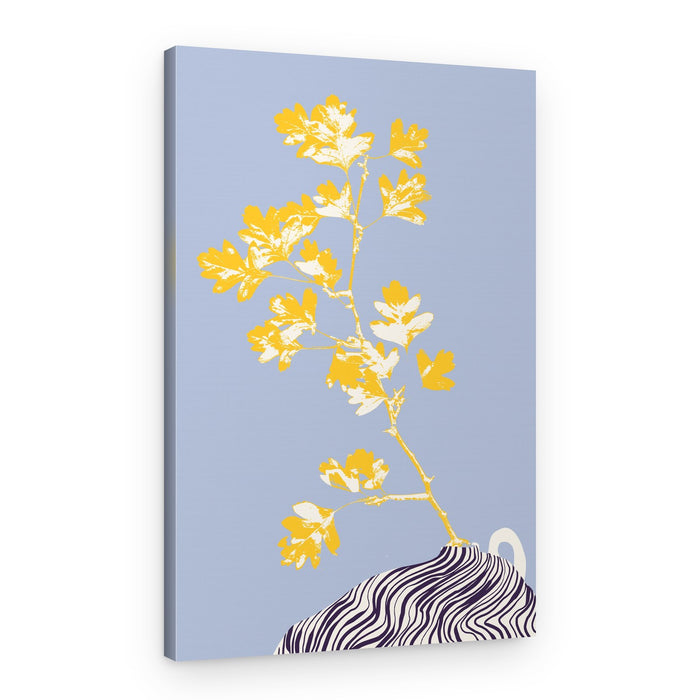 Yellow Leaves Wavy Vase – Canvas Print