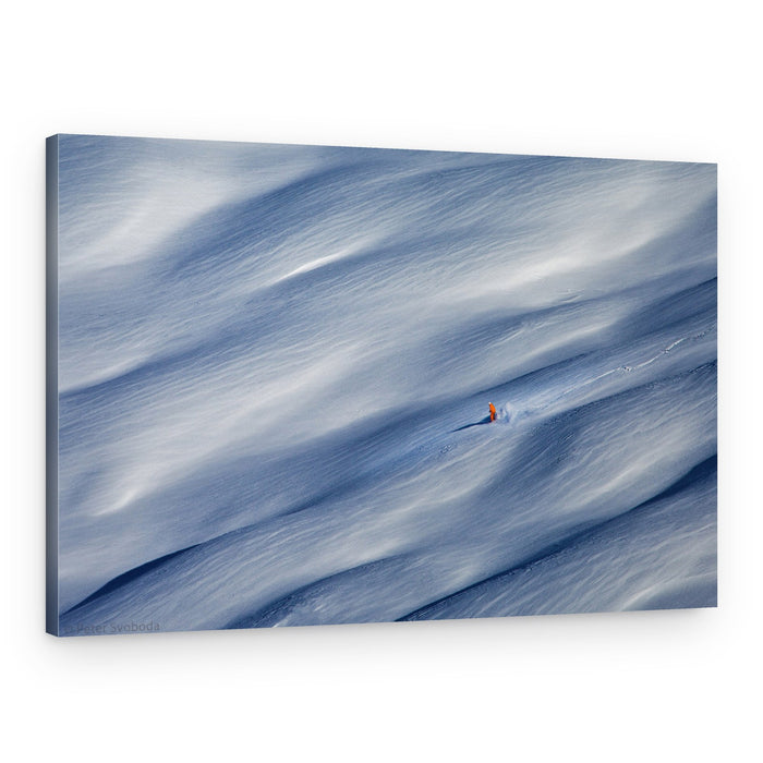 Lone Skier in Powder Snow – Canvas Print