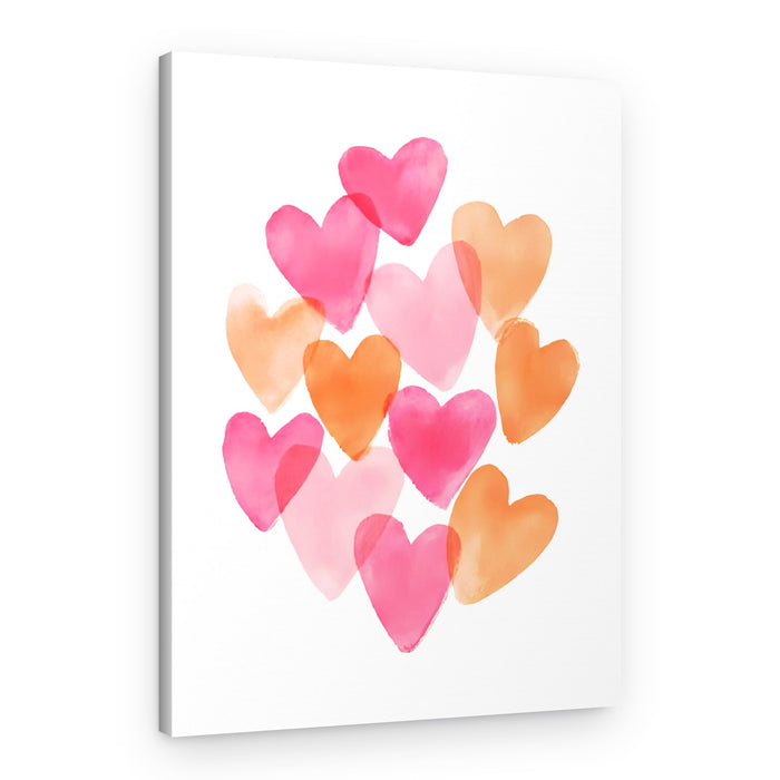 Sweet Watercolor Hearts – Canvas Print