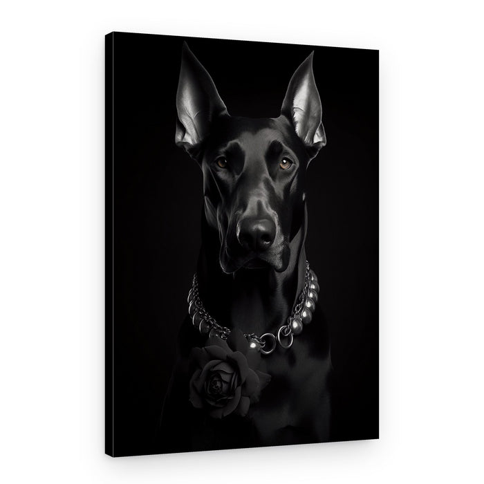 Elegant Black Doberman – Canvas Print