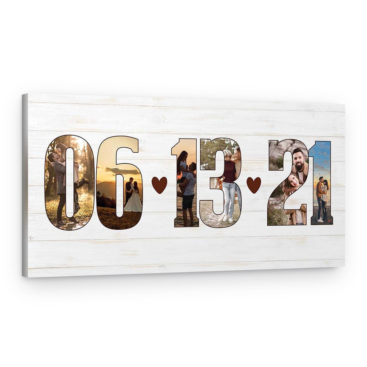 Custom Anniversary Date Photo Collage Numbers Canvas Print – Canvas Print