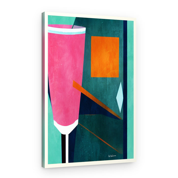 Pink Orange Geometric Abstract – Canvas Print