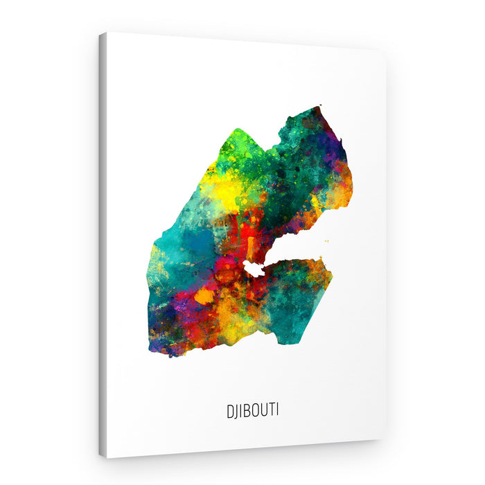 Vibrant Djibouti Map – Canvas Print