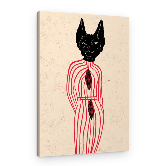 Mysterious Striped Cat Figure – Canvas Print