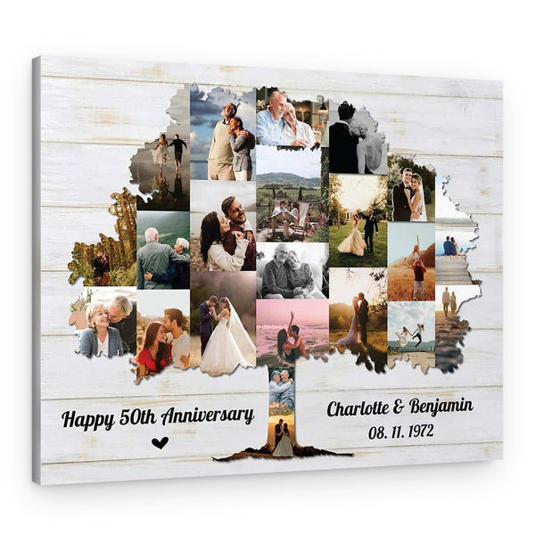 Tree Anniversary Custom Photo And Text Canvas Print
