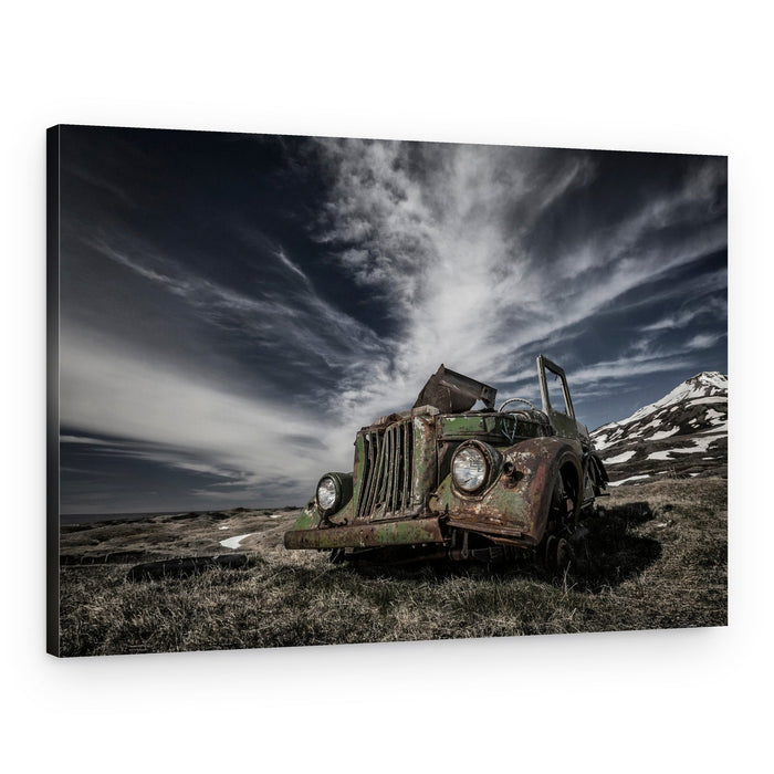 Abandoned Truck Mountain Sky – Canvas Print