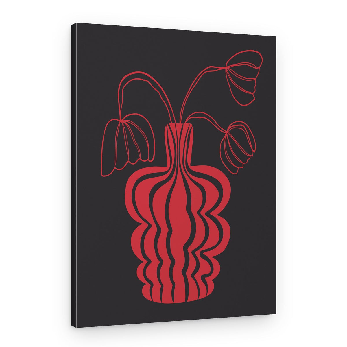 Modern Red Floral Vase – Canvas Print