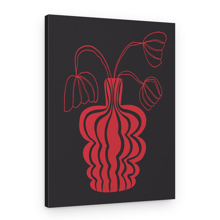 Modern Red Floral Vase – Canvas Print