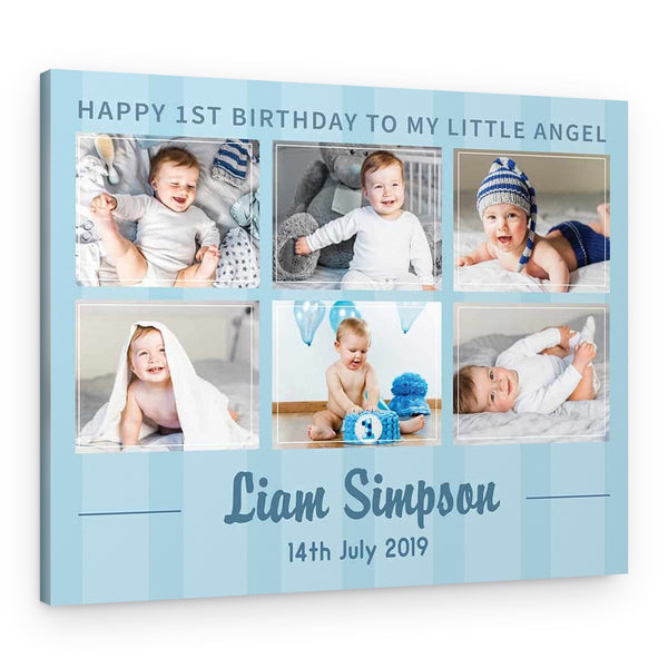 Happy 1st Birthday Boy/Girl Photo Collage Canvas Print