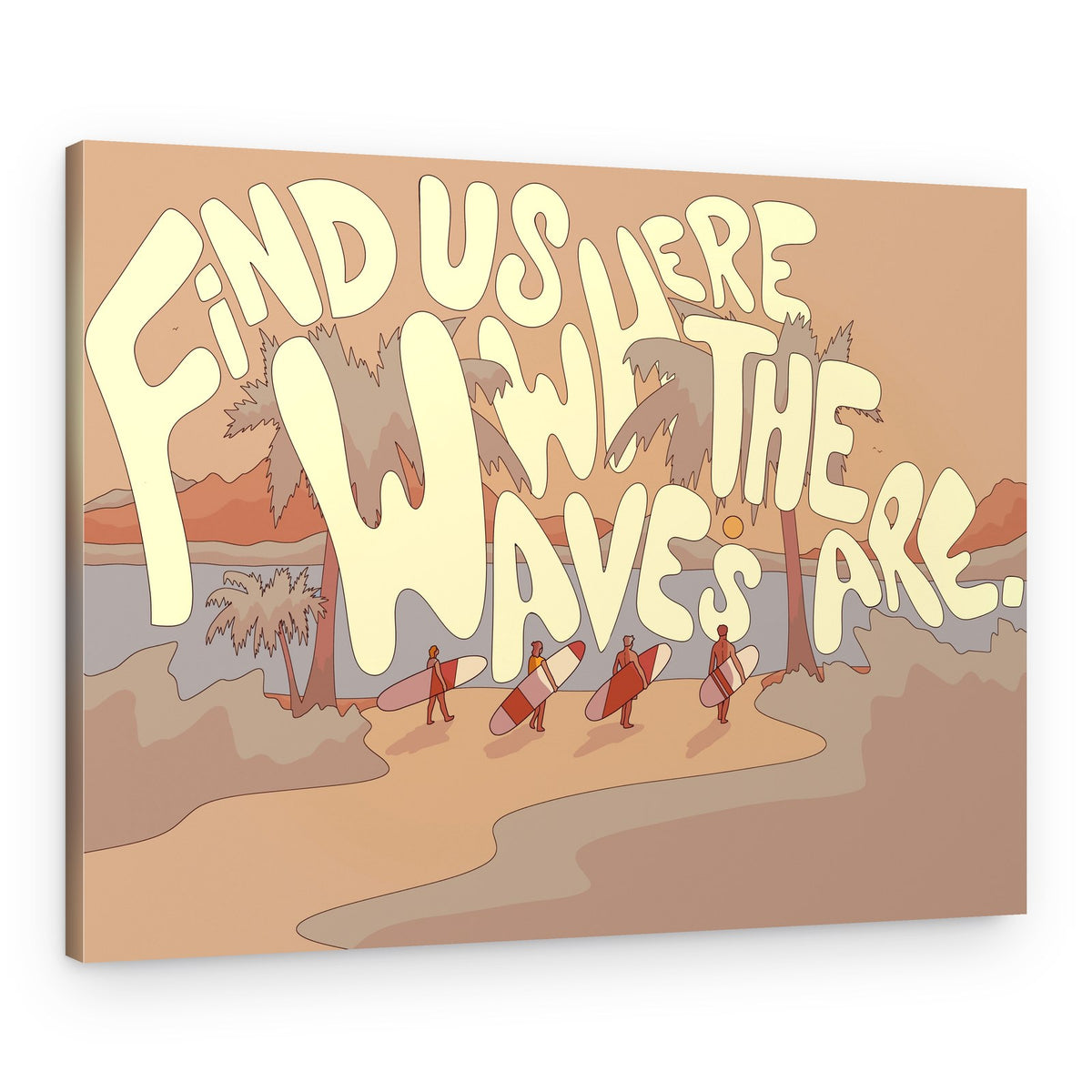 Retro Beach Surfers – Canvas Print