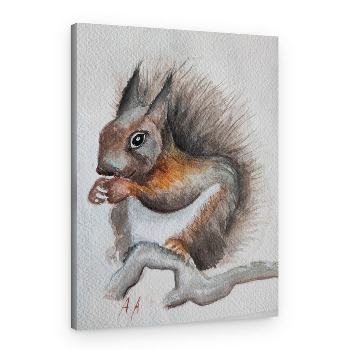 Watercolor Forest Squirrel – Canvas Print