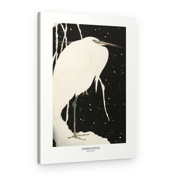Heron In The Snow – Canvas Print
