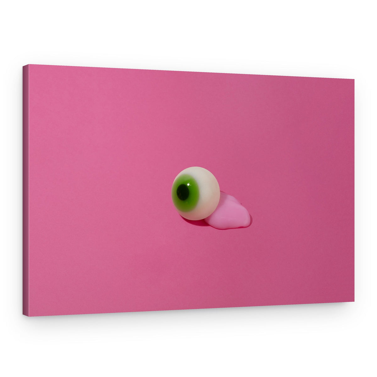 Green Eyeball On Pink – Canvas Print