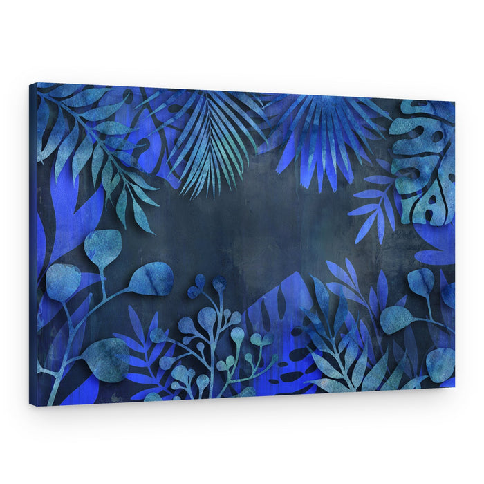 Deep Blue Tropical Leaves – Canvas Print