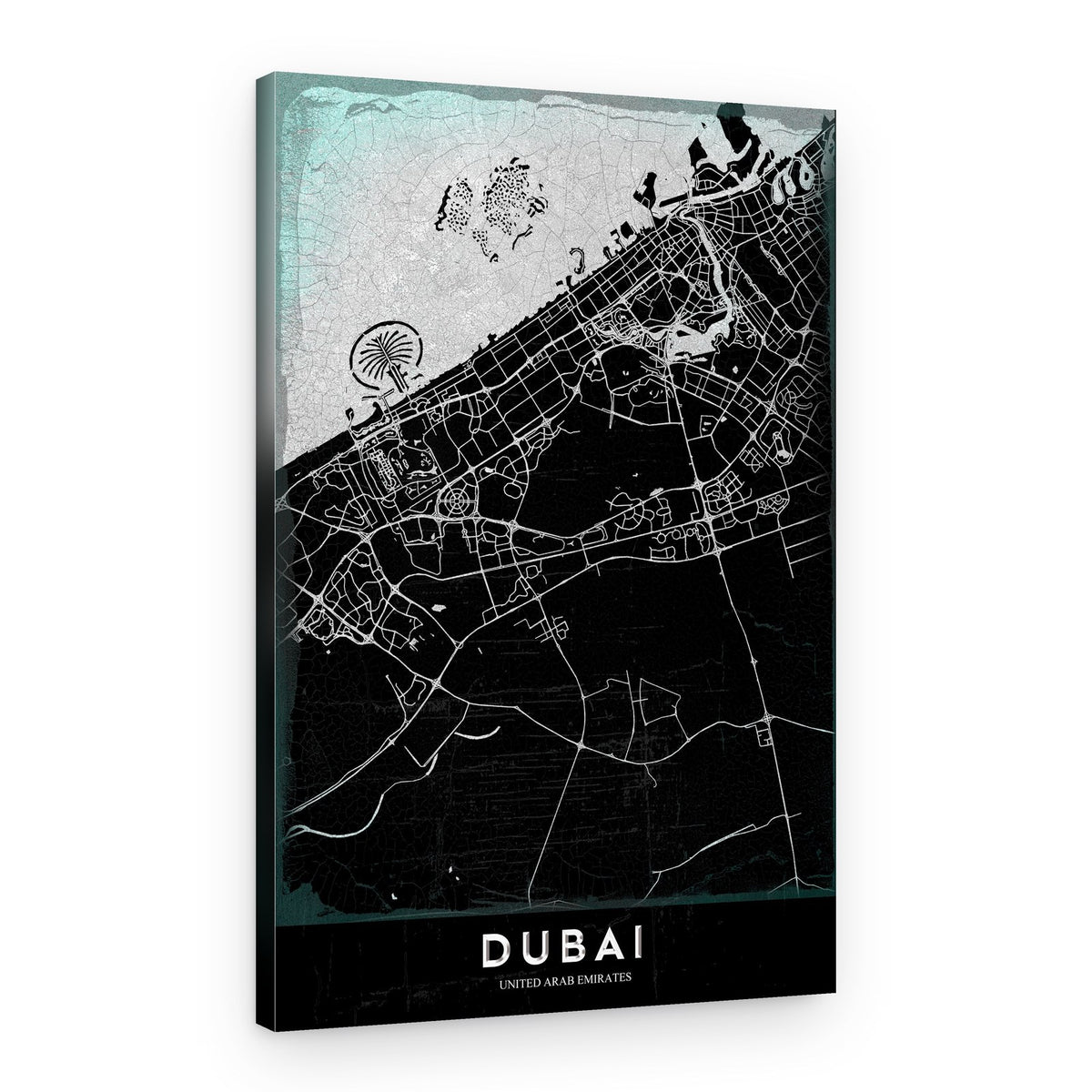 Dubai Palm Map – Canvas Print
