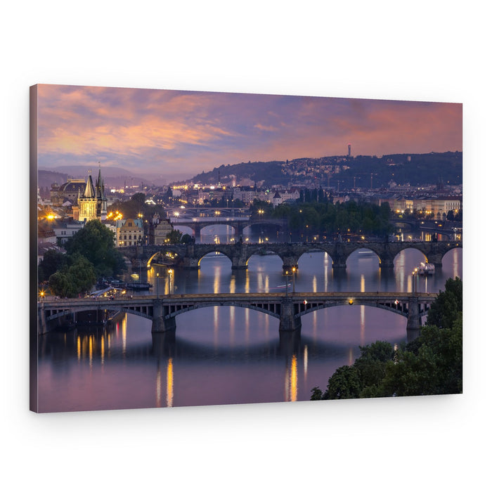 Prague Bridges at Twilight – Canvas Print