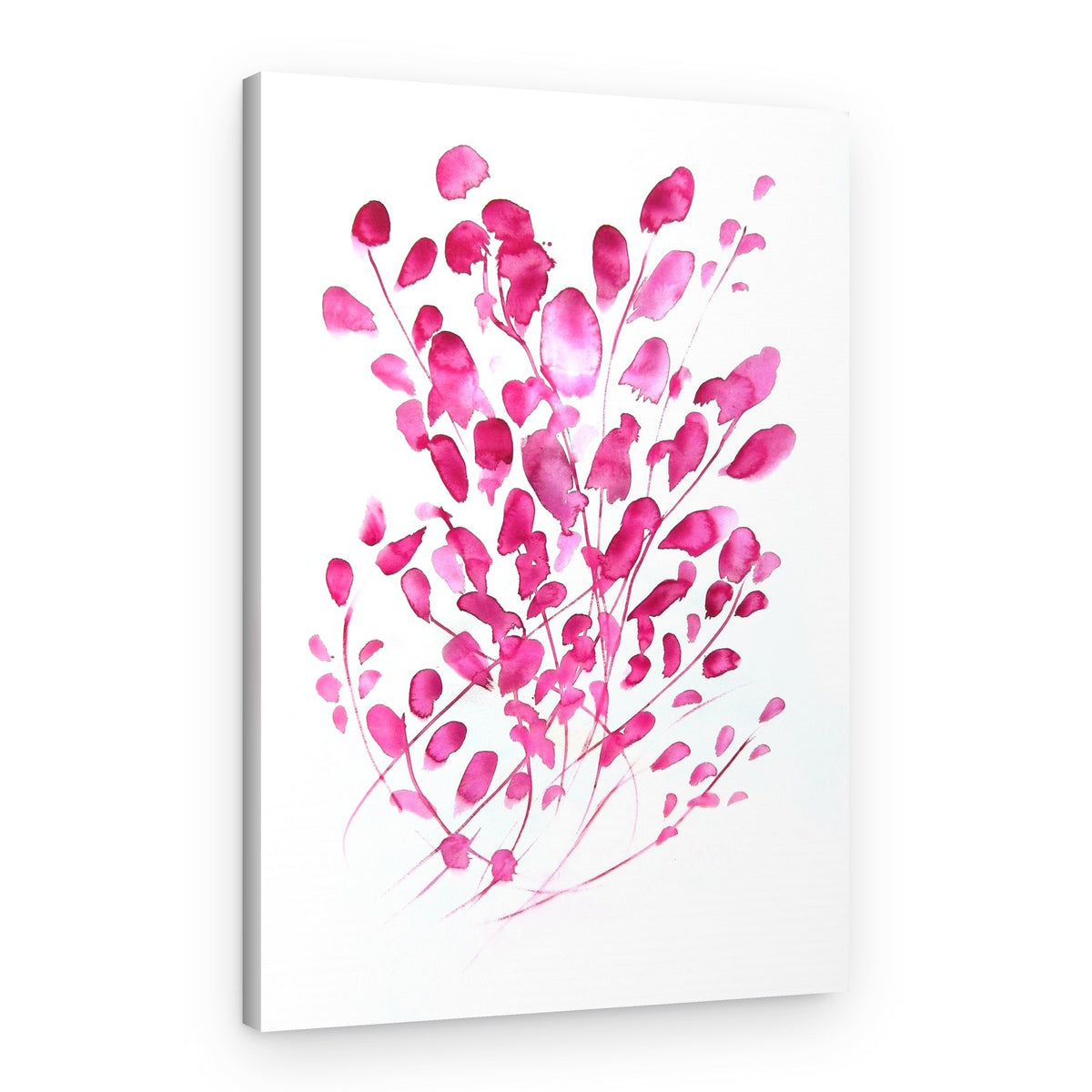 Pink Watercolor Leaves – Canvas Print
