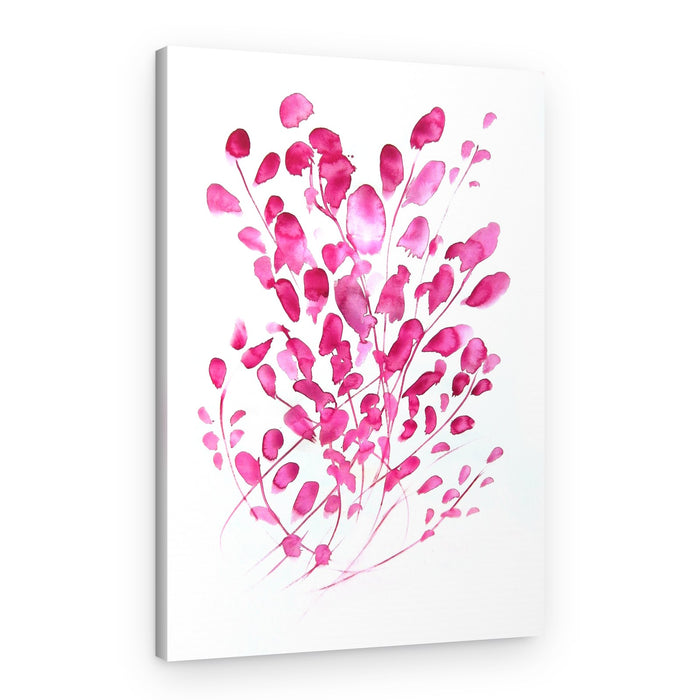Pink Watercolor Leaves – Canvas Print
