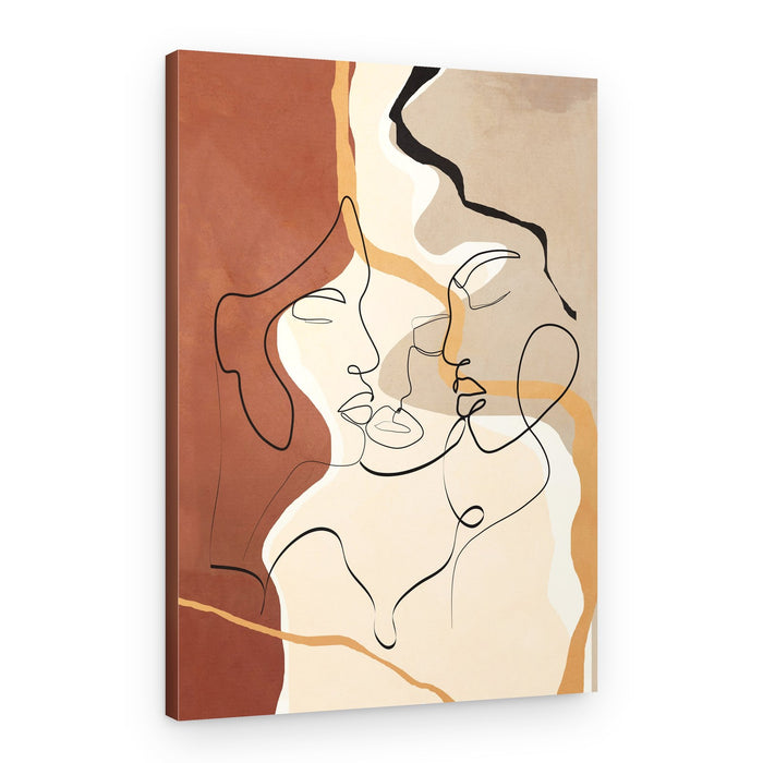 Earthy Line Faces – Canvas Print