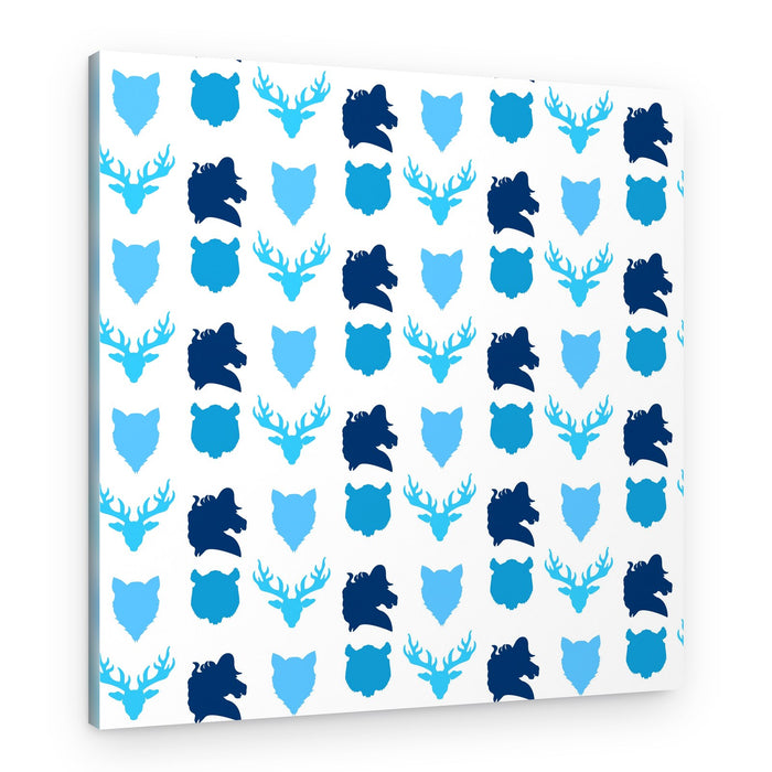 Blue Animal Heads Pattern – Canvas Print