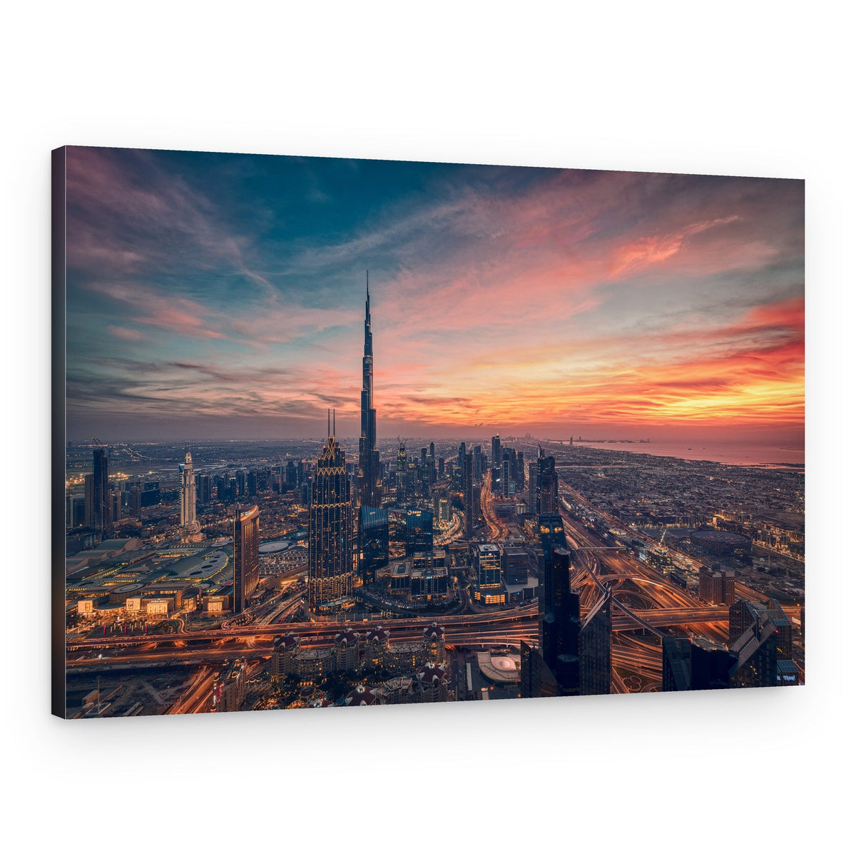 Dubai Sunset Skyline – Canvas Print