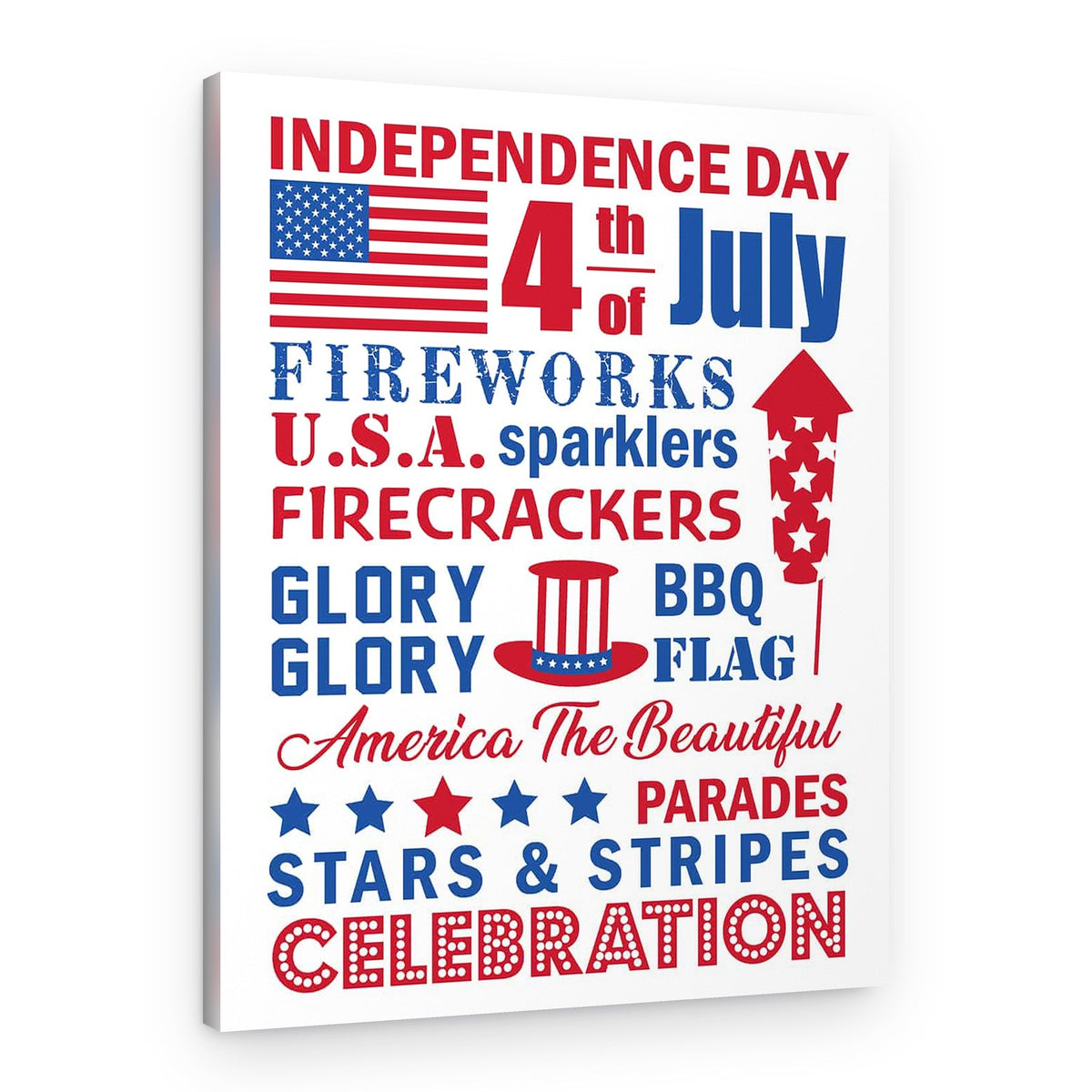 Independence Day Word Canvas Wall Art – Canvas Print