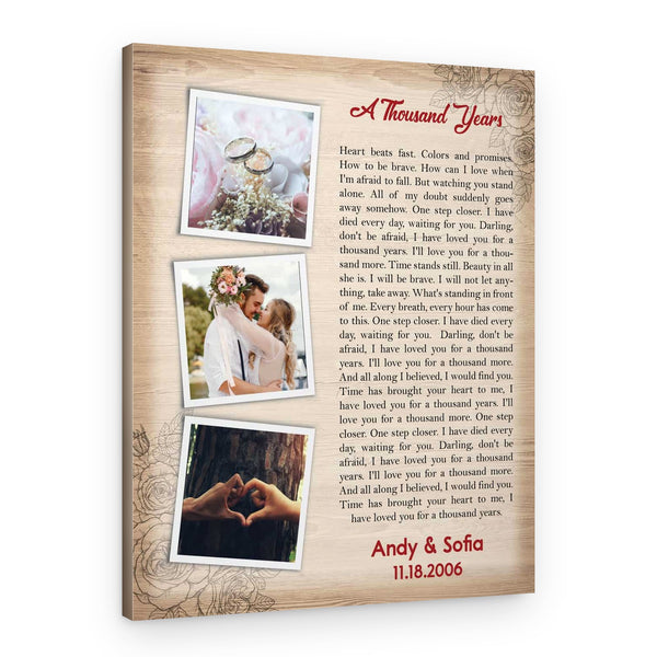 Custom Song Lyrics On Canvas With 3 Photos – Vintage Style