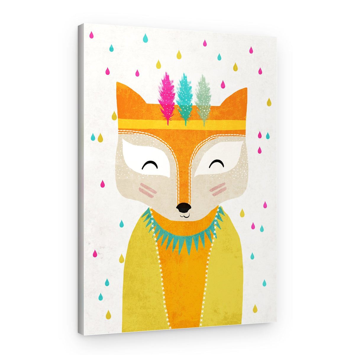 Feathered Fox Face – Canvas Print